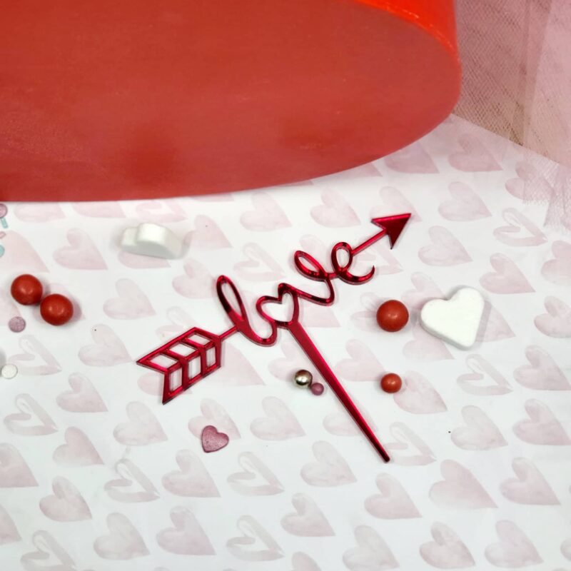 Miniowe Formy 3D - Cake topper  Love  Rood 10 x 2,8 cm - Afbeelding 2