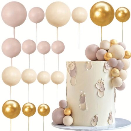 Taartdecoratie ballen -taarttopper 2-4 cm set/17st