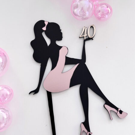 Cake topper Lady leeftijd+jurk