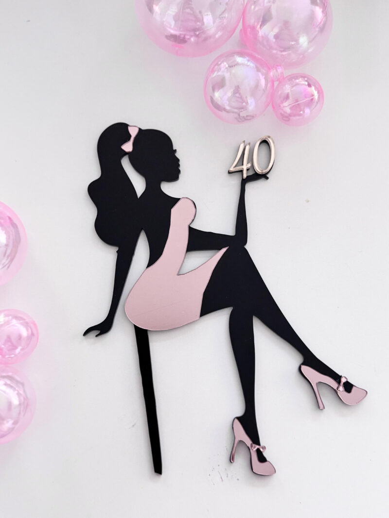 Cake topper Lady leeftijd+jurk