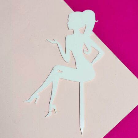 Lady Cake topper met lange haar wit - women