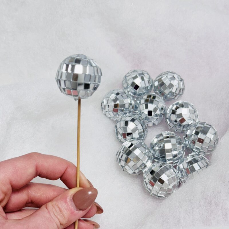 Zilver Discoballen Cake topper 12st/set