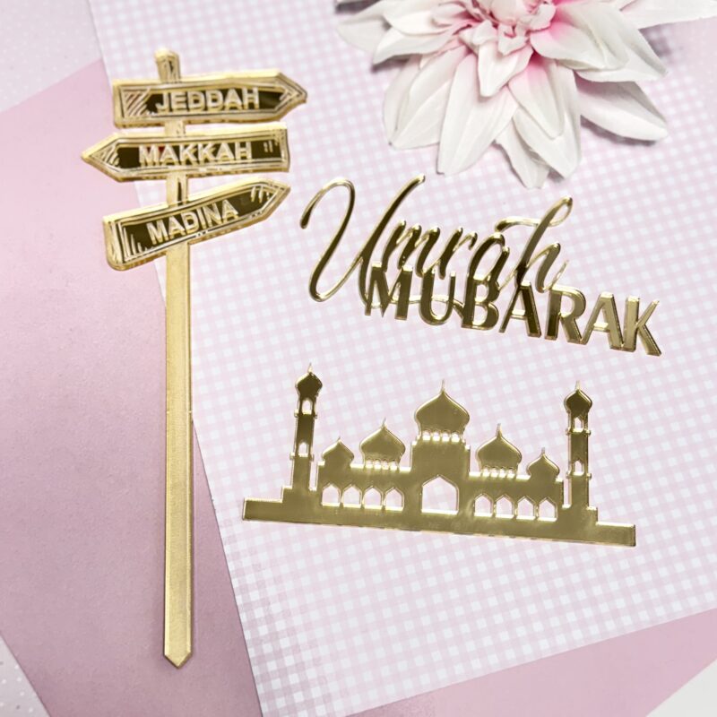 Umrah Mubarak cake decor set met wijzer +mosque