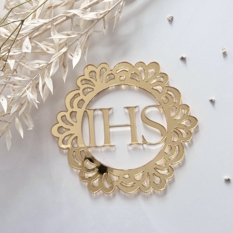 Stijlvol IHS Taart topper - taart decor- Heillige communion - komunia swieta IHS topper